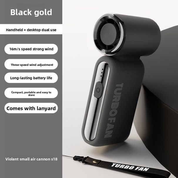 Ultra-High Speed Turbo Handheld Fan - 10,000 RPM Bladeless Design USB Rechargeable 3 Wind Modes Pocket-Size For Travel/Office (Black 4.7-Inch)_voghion.com
