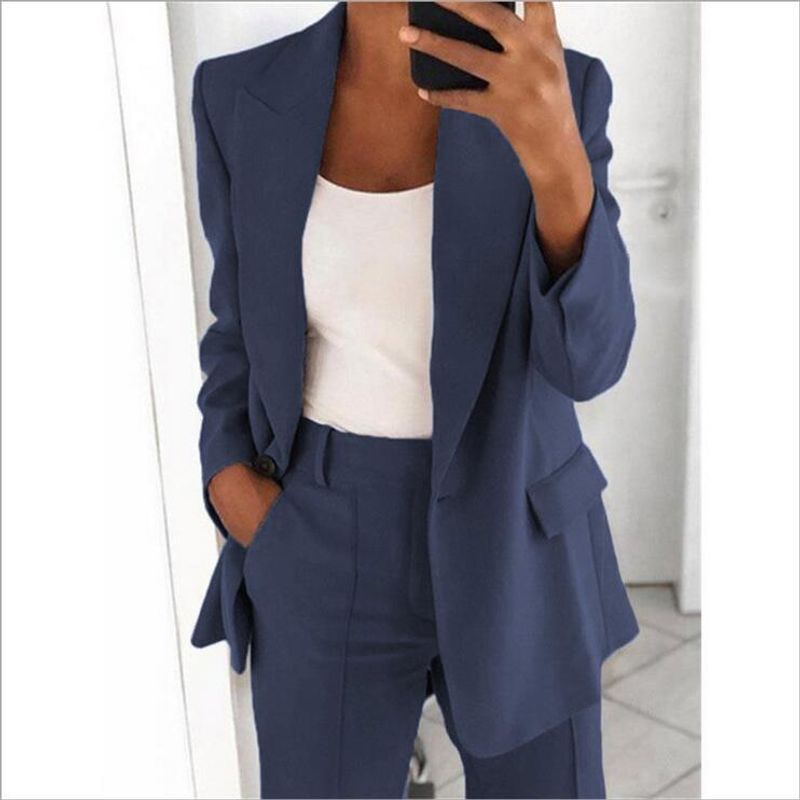 Veste de costume de tempérament de cardigan mince de revers de mode pour les femmes_voghion.com