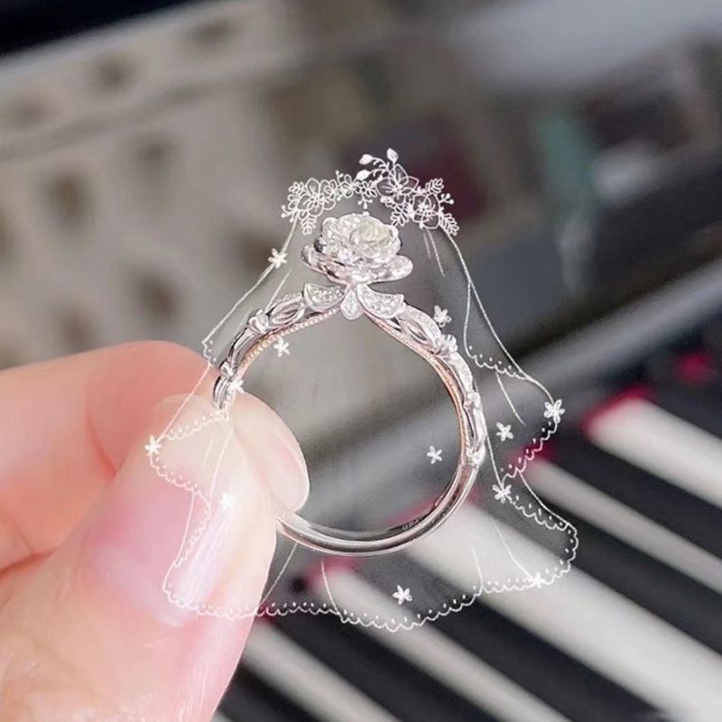 Runaway Princess Castle Fireworks Diamond Ring Women, Sterling Silver Moissanite Proposal Wedding Ring, Bouquet Gift For_voghion.com