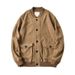 Retro Double-sided Fleece Baseball Collar Jacket For Men, Autumn And Winter Warm Jacket, Trendy Top_voghion.com
