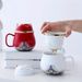Set, tazza da tè cinese a forma di gatto della fortuna con borsa da viaggio, tazza da tè in ceramica con infusore e coperchio, stoviglie portatili_voghion.com