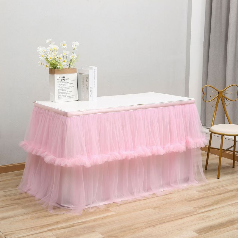 Halloween Christmas Tutu Dress Table Dress Wedding Holiday Birthday Party Irregular Lace Dessert Table Wrap Mesh_voghion.com