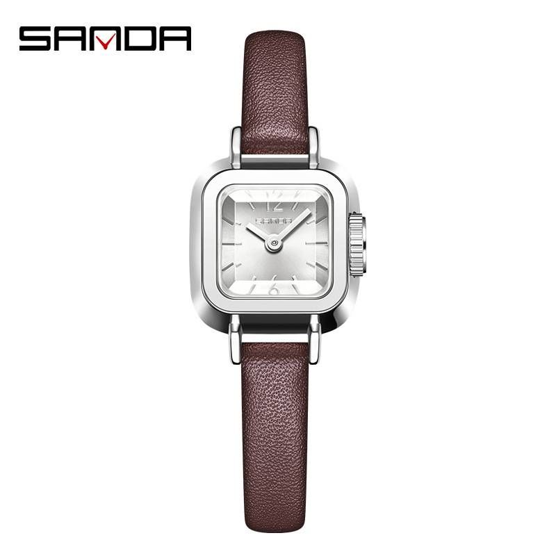 Sanda Ladies Watch Square Quartz Watch Fashion Simple Waterproof Women's Belt Watch_voghion.com