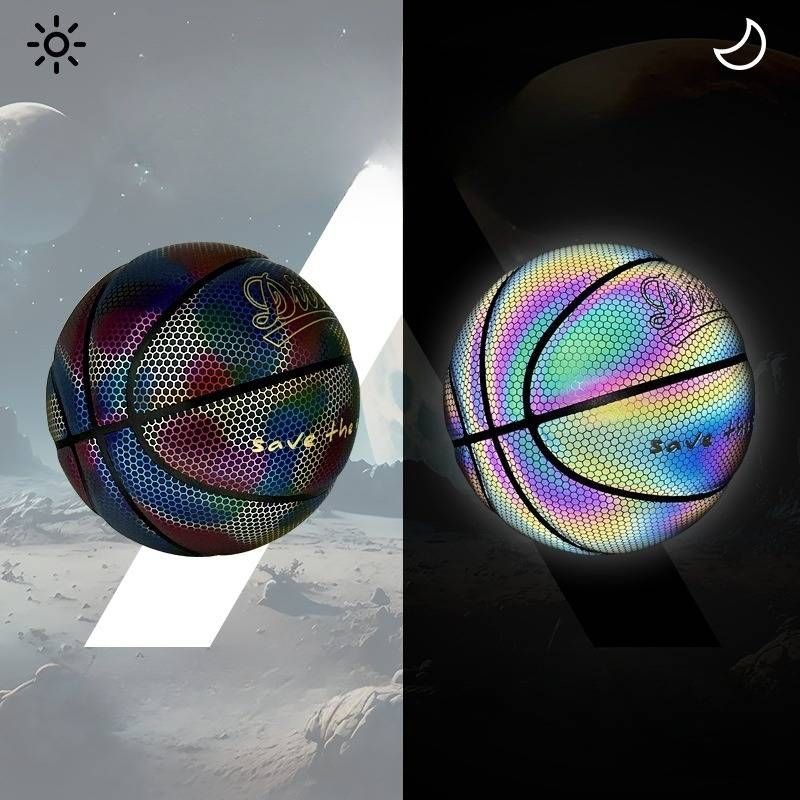 Reflective & Glow In The Dark Size 7 Basketball - Durable PU Street Basketball With Anti-Slip Grip_voghion.com