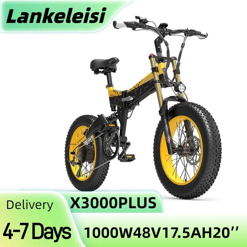 LANKELEISI X3000 Plus elektrinis dviratis, 20 colių padangos, 1000 W variklis, 48 ​​V, 17,5 Ah baterija_voghion.com