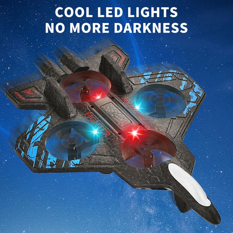RC-Flugzeugdrohne für Kinder, Erwachsene und Anfänger, ferngesteuertes Flugzeug mit LED-LED-Funktion und automatischer Schwebefunktion, Kampfjet-Spielzeug_voghion.com