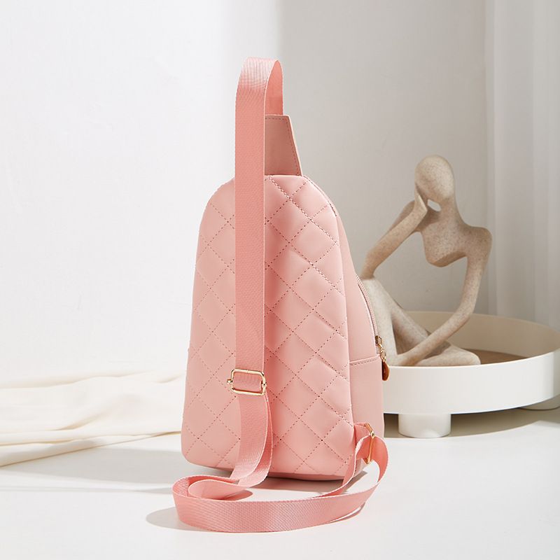 Women's 2024 New Women's Leather Diamond Chest Versatile Shoulder Bag_voghion.com