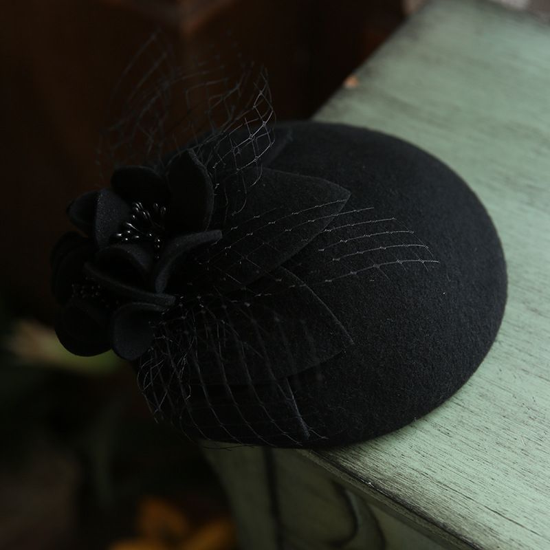 Mesh Women's Wool Autumn And Winter New Elegant Fashion Flower Decoration Hat_voghion.com