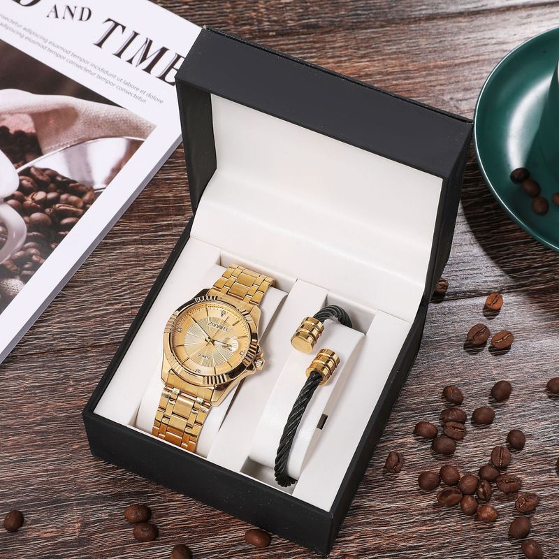 Watch Gift Set Fashion New Men's Watch Set 2 Piece PC21 Movement With Calendar Quartz Watch Titanium Steel Bracelet_voghion.com