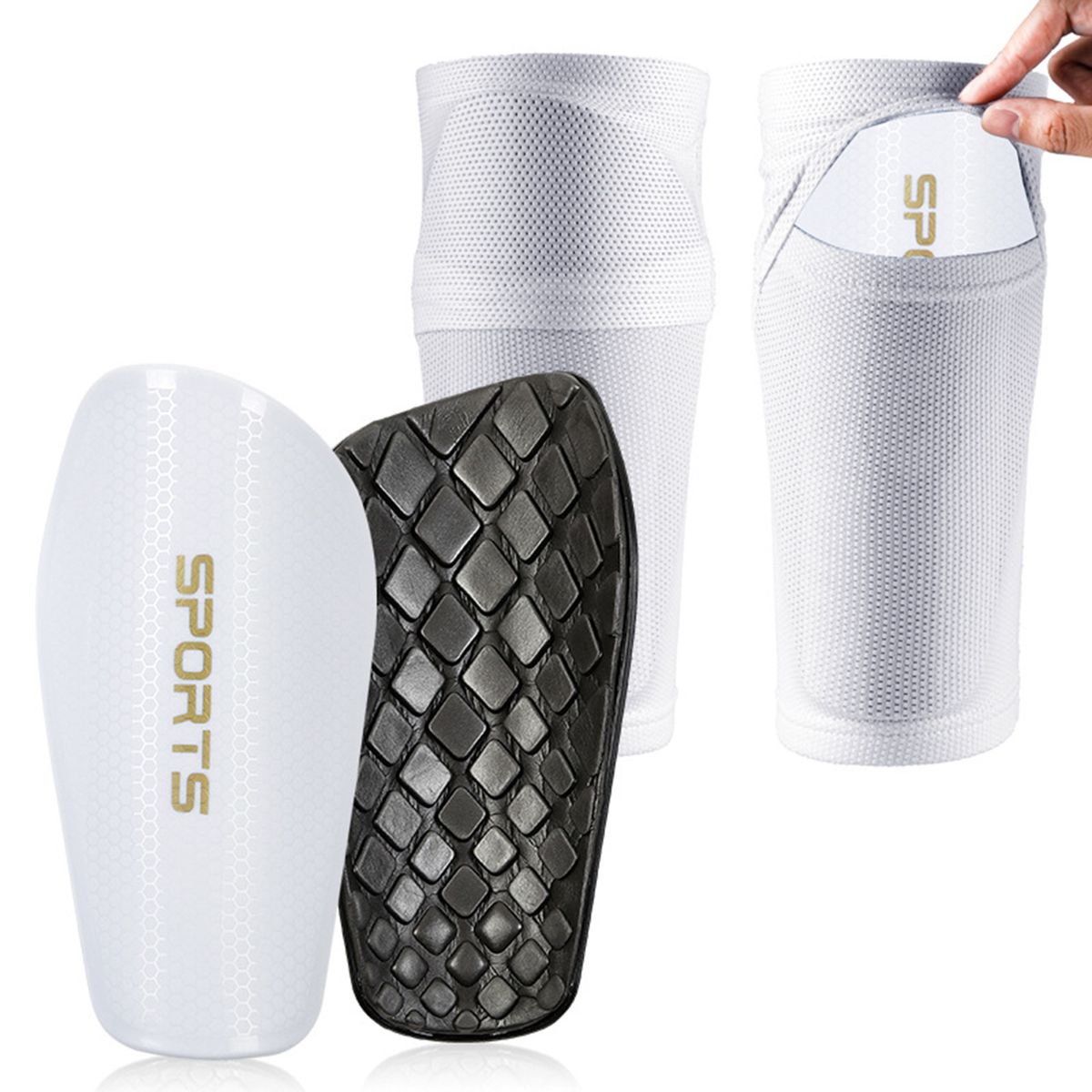 Football training shin guards with socks Thickened shin guards High elasticity and deodorizing football socks_voghion.com