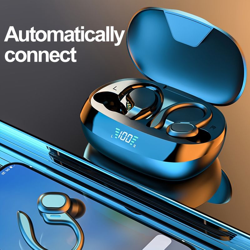 Wireless Earbuds Mic, In-Ear Headphones, Waterproof Earphones With LED Display, Mini Charging Case Headset For Android_voghion.com