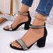 Thick Heel Sandals For Women's 2025 Summer New Design Sense, Small And Sexy, Open Toe One Line Buckle With Water Diamond_voghion.com