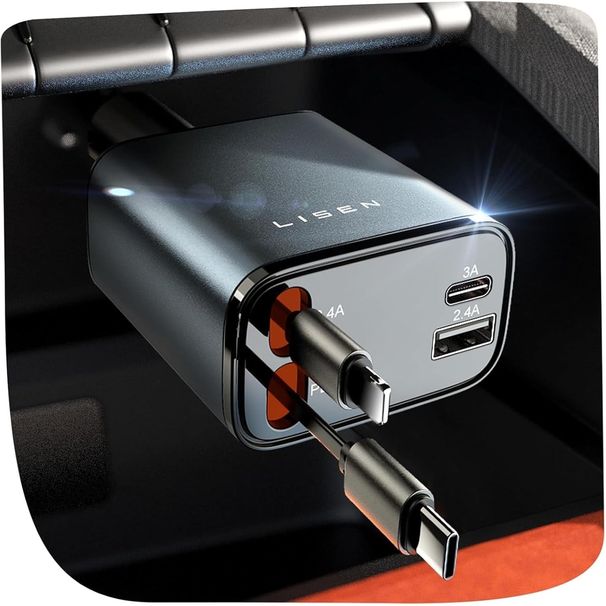 Einziehbares Ladegerät, Kfz-Zubehör-Adapter USB-C-Ladegerät mit Schnellladefunktion, Geschenkidee für Frauen und Männer, LKW-Zubehör, für iPhones_voghion.com