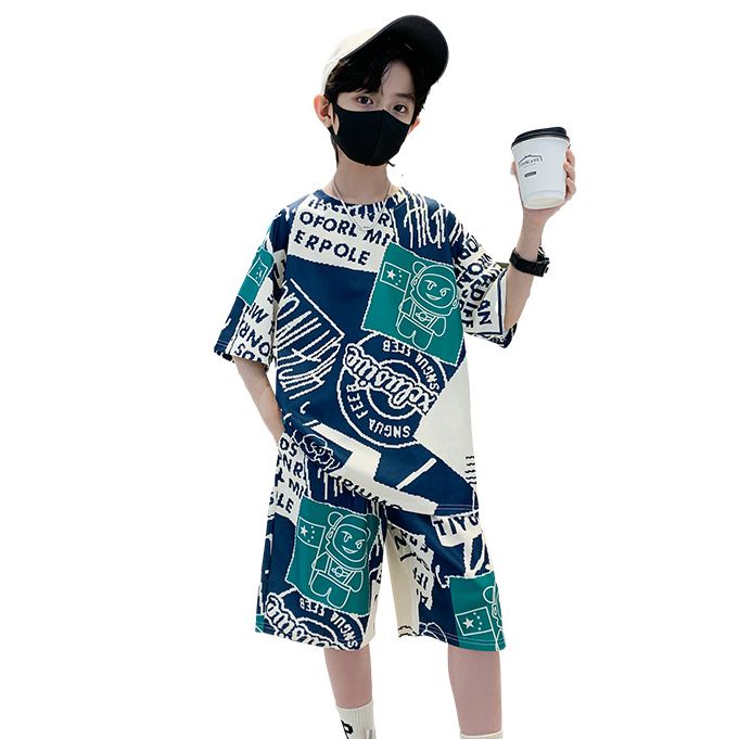 Mother & Kids 2024 Summer Middle and Large Children's Short Sleeve Suit Thin Boys Summer Clothes New Boys Sports Quick Dry Children's Two-piece Suit_voghion.com