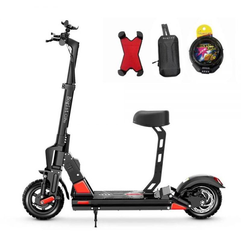 BOGIST C1 Pro 500W 10'' elektrisk skoter med 48V 13AH-40KM eller 20AH-70KM, avtagbart säte, trippelt stötsäkert system, väska, lås och smartphonehållare_voghion.com