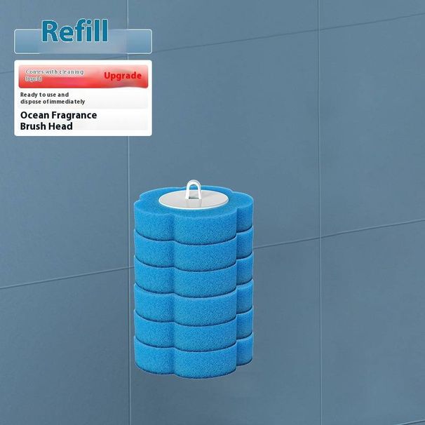 Disposable Toilet Brush Set With 6 Refill Heads – Long Handle & Wall-Mount Holder (Grey/White, Ocean/Lemon/Lavender Scent)_voghion.com