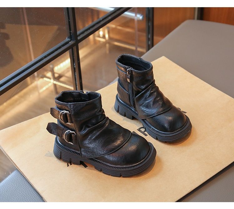 Girls' Ankle Boots 2025 New Style Children's Leather Boots With Cotton Added For Spring And Autumn_voghion.com