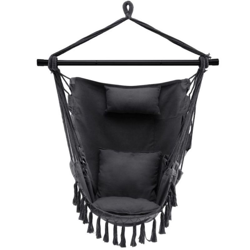 Hanging Rope Swing Chair With Soft Pillow And Cushions_voghion.com