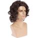 Peruca masculina marrom de comprimento médio cacheada - peruca de cabelo sintético resistente ao calor - onda natural que cobre toda a cabeça para uso diário/festa/dramático_voghion.com
