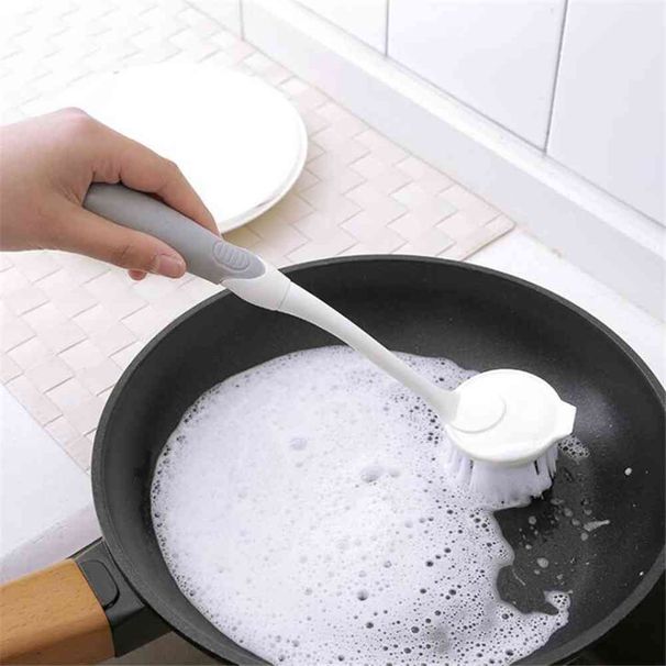 4 pezzi di spazzola per la pulizia della cucina a doppio uso, spazzola per la pulizia dei piatti, dispenser automatico di liquidi per pentole, gadget_voghion.com