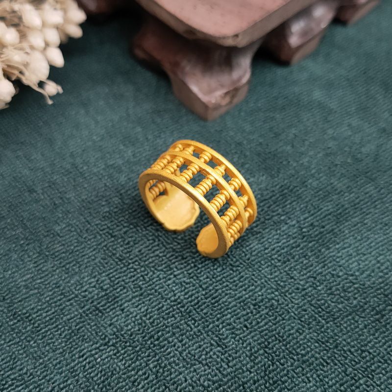 Anello abaco colorato, moneta di rame per donna, design semplice e versatile, con sbiadimento minimo o nullo e un design di nicchia_voghion.com
