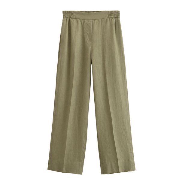 Audday Damen Leinen Freizeitanzug Kordelzug Kurzarmhemd Gerade Hose34367073454707_voghion.com