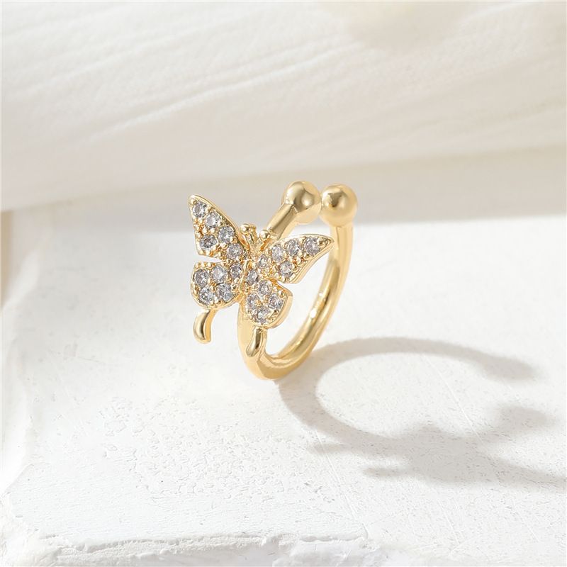 1 Piece Simple Style U Shape Butterfly Plating Copper Gold Plated Ear Cuffs_voghion.com