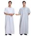 Herrenbekleidung Kurzarm Einfarbig Herren Robe Muslim Kaftan Einfach_voghion.com