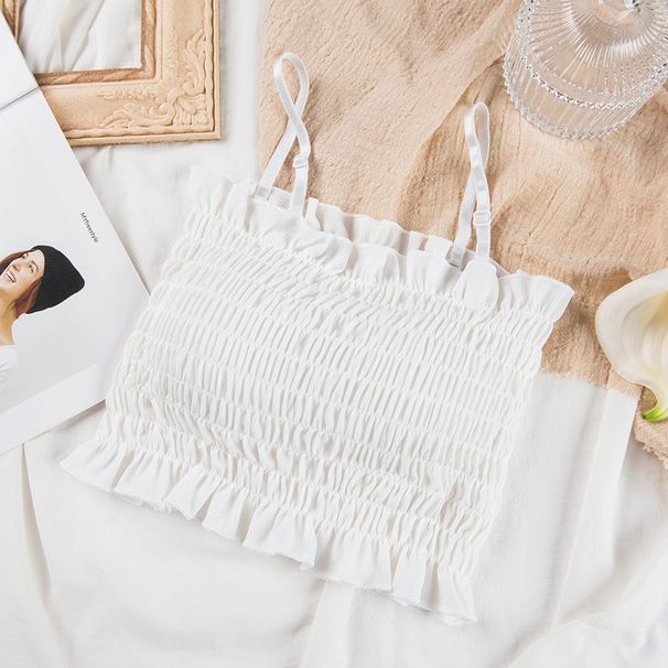 Sommerundertøj med issilke, plisseret ryg og svampekant til kvinder, viklet rundt om med brystpude, slidt_voghion.com