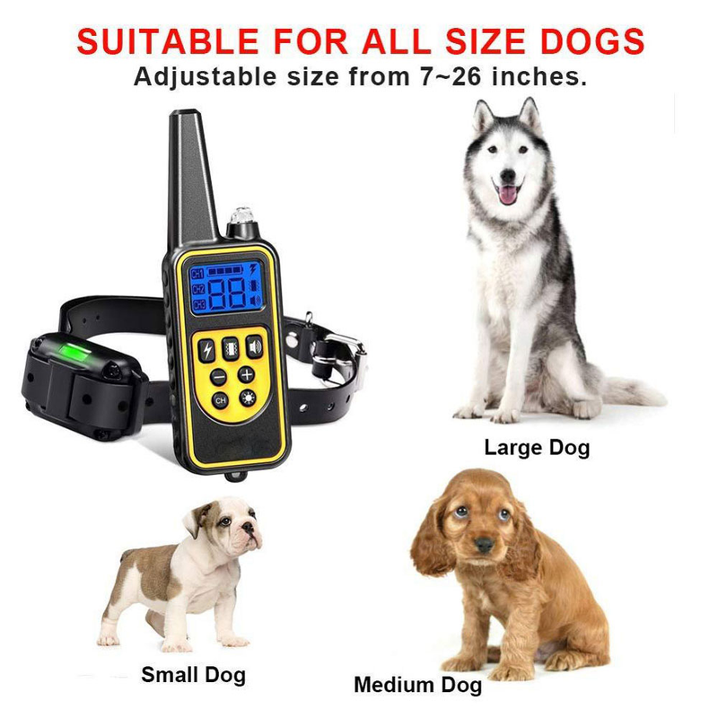 Dog Training Collar Electric Remote Pet Control Waterproof Rechargeable LCD Display Pet Collar All Size Shock Vibration Sound_voghion.com