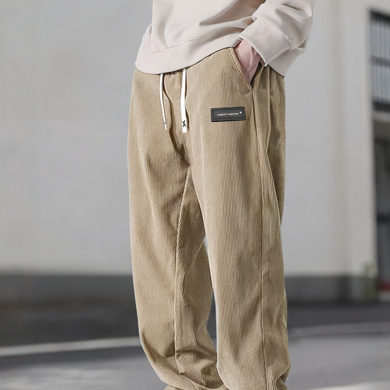 "Corduroy Smart-herenbroek - Euro Fit rechte casual broek met trekkoord in de taille (ademend en antibacterieel, XS-XXXL)"_voghion.com