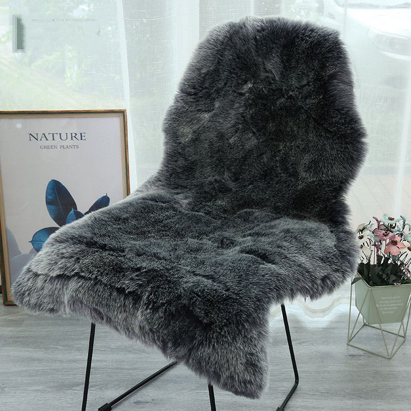 Tapis en laine imitation laine, couleur unie, coussin de canapé, coussin de chaise, chambre à coucher, salon, baie vitrée, tapis en peau de mouton (taille : 60 x 90 cm)_voghion.com