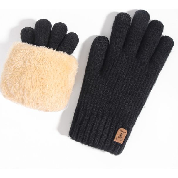 Damskie dzianinowe, ciepłe i odporne na zimno rękawiczki zimowe do jazdy na rowerze na świeżym powietrzu, dwuwarstwowe, z podszewką z polaru i funkcją obsługi ekranów dotykowych_voghion.com