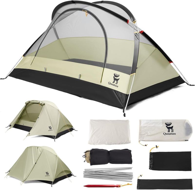 Tienda de campaña Qunature para 2 personas, mochila impermeable con estructura en X_voghion.com