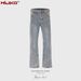 women's men's hip-hop washed distressed trousers for men and women same style spiral stitching bootcut multi-size blue jeans_voghion.com