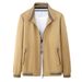 Pure cotton washed jacket men's plus velvet Korean style casual stand-up collar warm men's top spring and autumn thin men's jacket_voghion.com