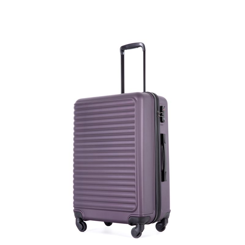 Hartschalen-Koffer, Rollkoffer, Reisekoffer, Handgepäck 4 Rollen, ABS-Material, TSA Zollschloss, 68*44.5*27.5, Dunkellila_voghion.com