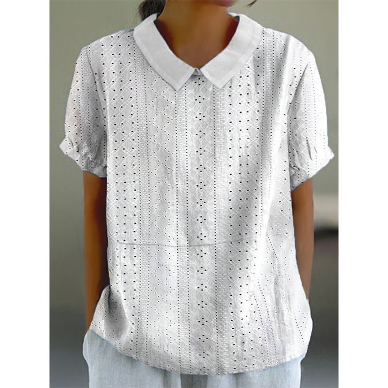 Damkläder Dammode casual enfärgad bomullslinne topp_voghion.com