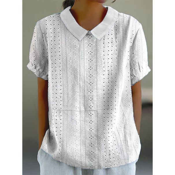 Damkläder Dammode casual enfärgad bomullslinne topp_voghion.com