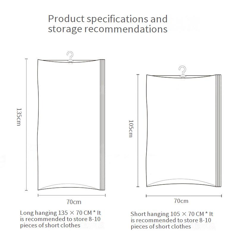 Hanging Vacuum Storage Bags For Clothes - Space-Saving Wardrobe Organizer (Pump-Free Compression Heavy-Duty For Coats & Winter Jackets) - 5-Pack​_voghion.com