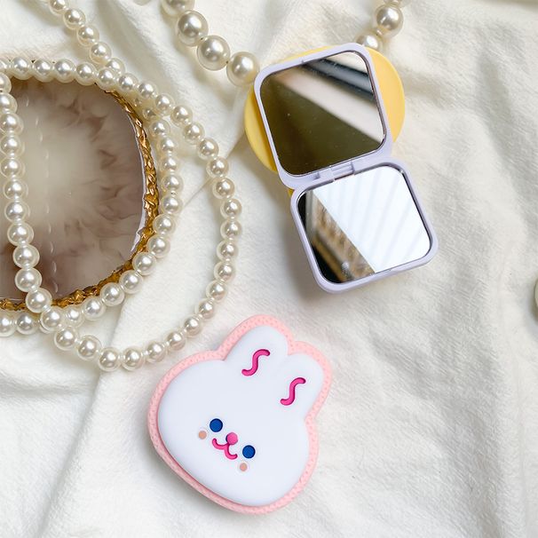 Supporto per airbag per cellulare a forma di coniglio con simpatico cartone animato, incollato con specchio da trucco portatile da tavolo, supporto stabile per nicchia_voghion.com