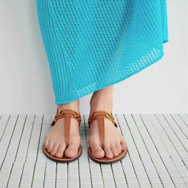 Καλοκαιρινά, νέα, μοντέρνα, ευέλικτα, εορταστικά, καφέ ρωμαϊκά σανδάλια με σφήνα για γυναίκες, 2025, για γυναίκες_voghion.com