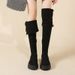 Herbst/Winter Neue Overknee-Stiefel Slim-Fit Wildleder Damen Stil Langbeinige Stiefel mit klobigem Absatz_voghion.com