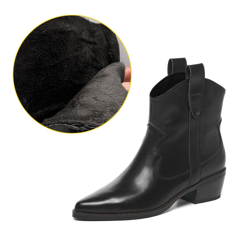 Brown Western Cowboy V Cut Thick Heel Retro Ankle Boots_voghion.com