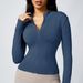 Seamless Zipper Long Sleeve Jacket Breathable Quick-Dry Top Running Sports Yoga Wear_voghion.com