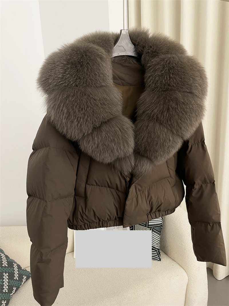 Women's Clothing Winter New Style Women's Short Fashionable Warm Warm jacket Jacket Small Size Stylish Oversized Real Fur Collar Coat_voghion.com