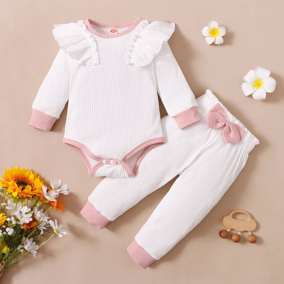 Kinderbekleidungsset aus Oberteilen mit Korsettstrumpfhosen aus Baumwolle und Korsetthosen aus Baumwolle_voghion.com