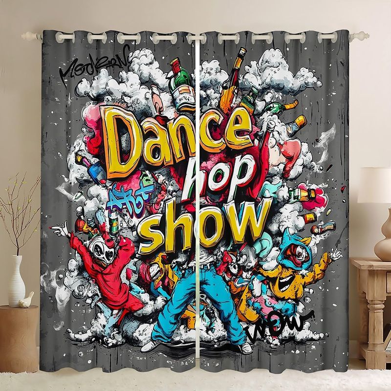 Graffiti Graphic Window Treatments Hippie Graffiti Curtains For Kids Boys Girls Teens Hip Hop Window Curtains Street Culture Curtains ﻿_voghion.com