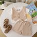 2025 Summer New Tie, Vest, Short Sleeve Set, Boys' Baby Casual Shorts Two Piece Set_voghion.com