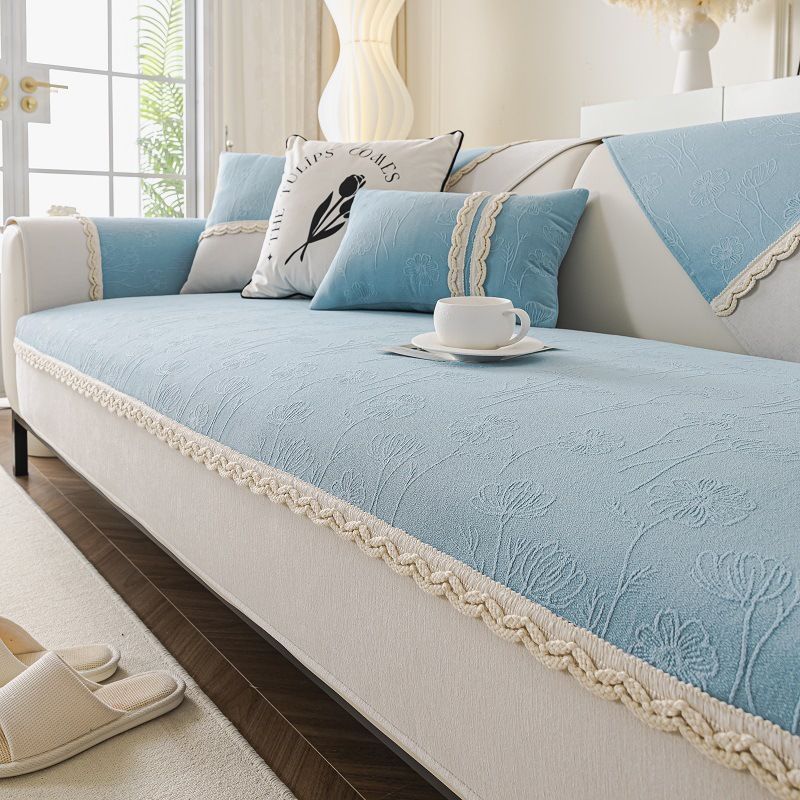 Flower Shadow Style Cushion Simple Modern All-Season 2024 New Non-Slip Full Cover Sofa Throw_voghion.com